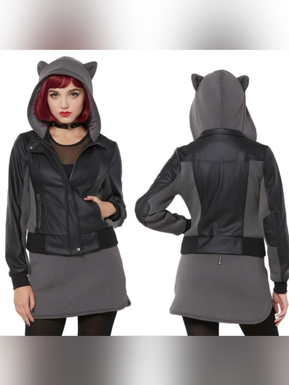 DC Comics DC TV Gotham Selina Kyle Juniors Hooded Jacket with Cat Ears sz M - Picture 2 of 4